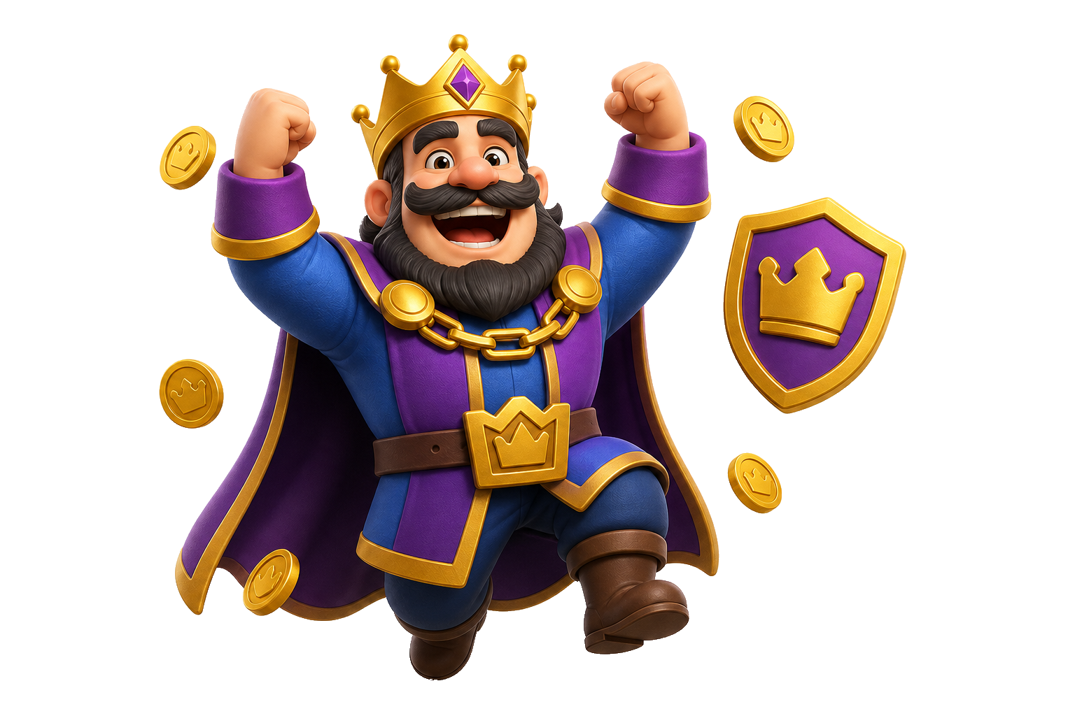 Roi Clash Royale célébrant une victoire